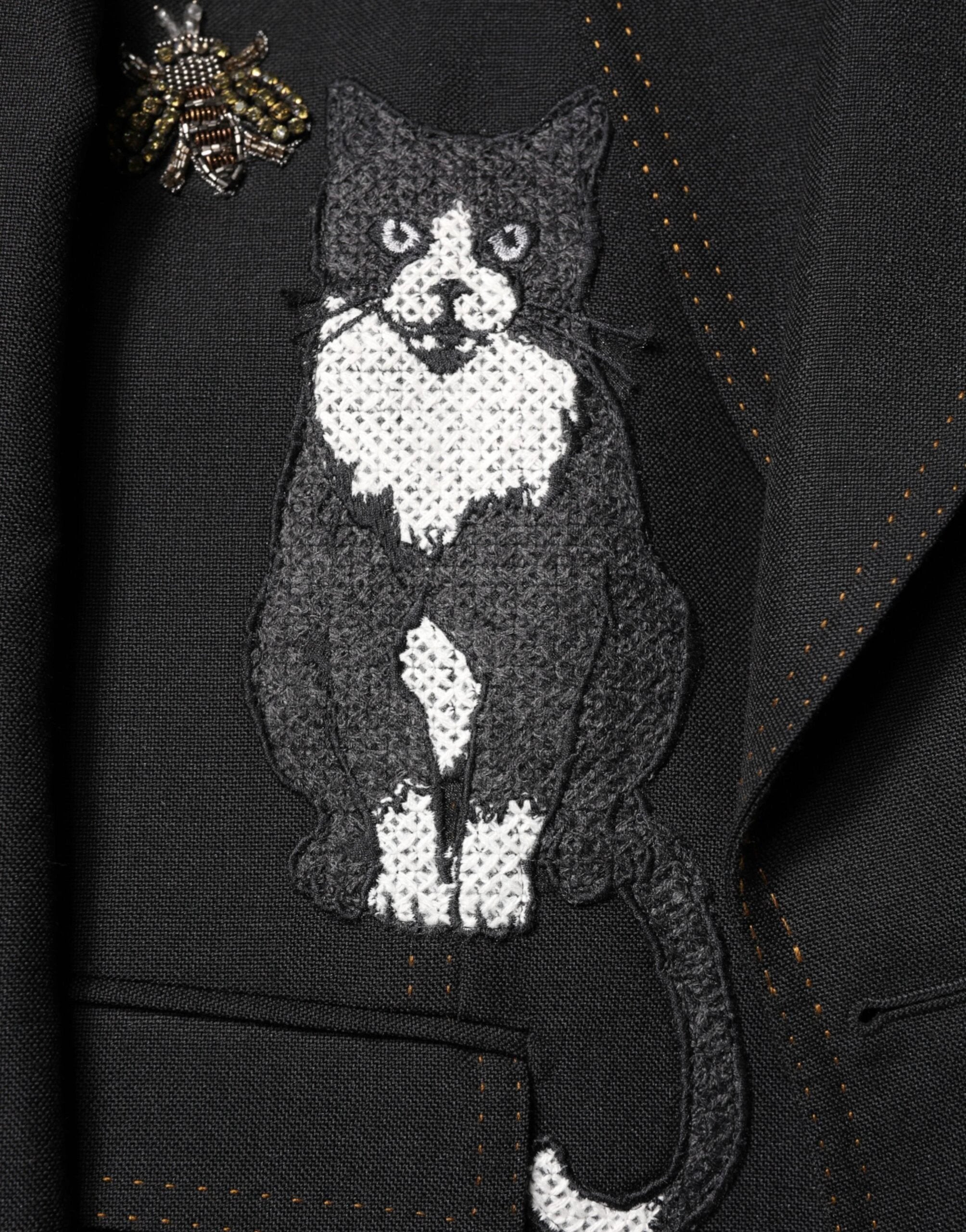 Dolce & Gabbana Black Bee Crown Embellished Suit Coat Blazer by Dolce & Gabbana
