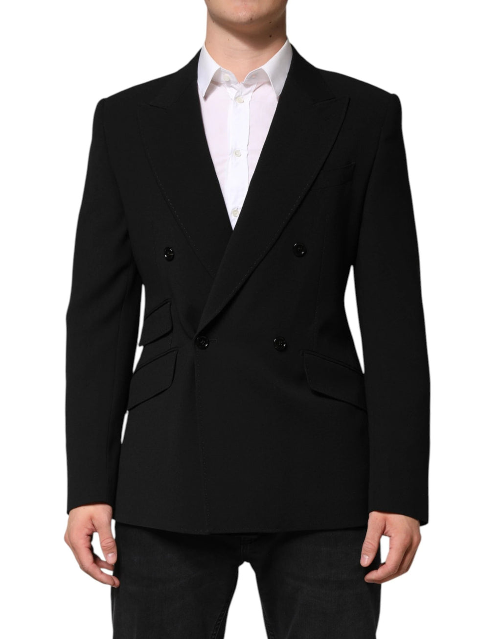 Dolce & Gabbana Black SICILIA Double Breasted Coat Blazer by Dolce & Gabbana