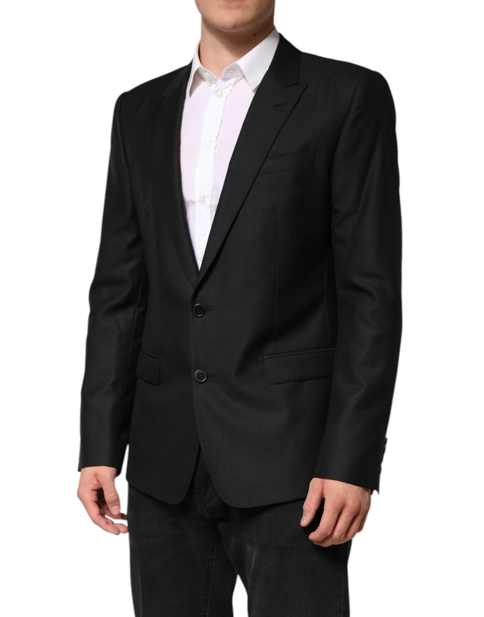 Dolce & Gabbana Black Wool Single Breasted Jacket Blazer by Dolce & Gabbana