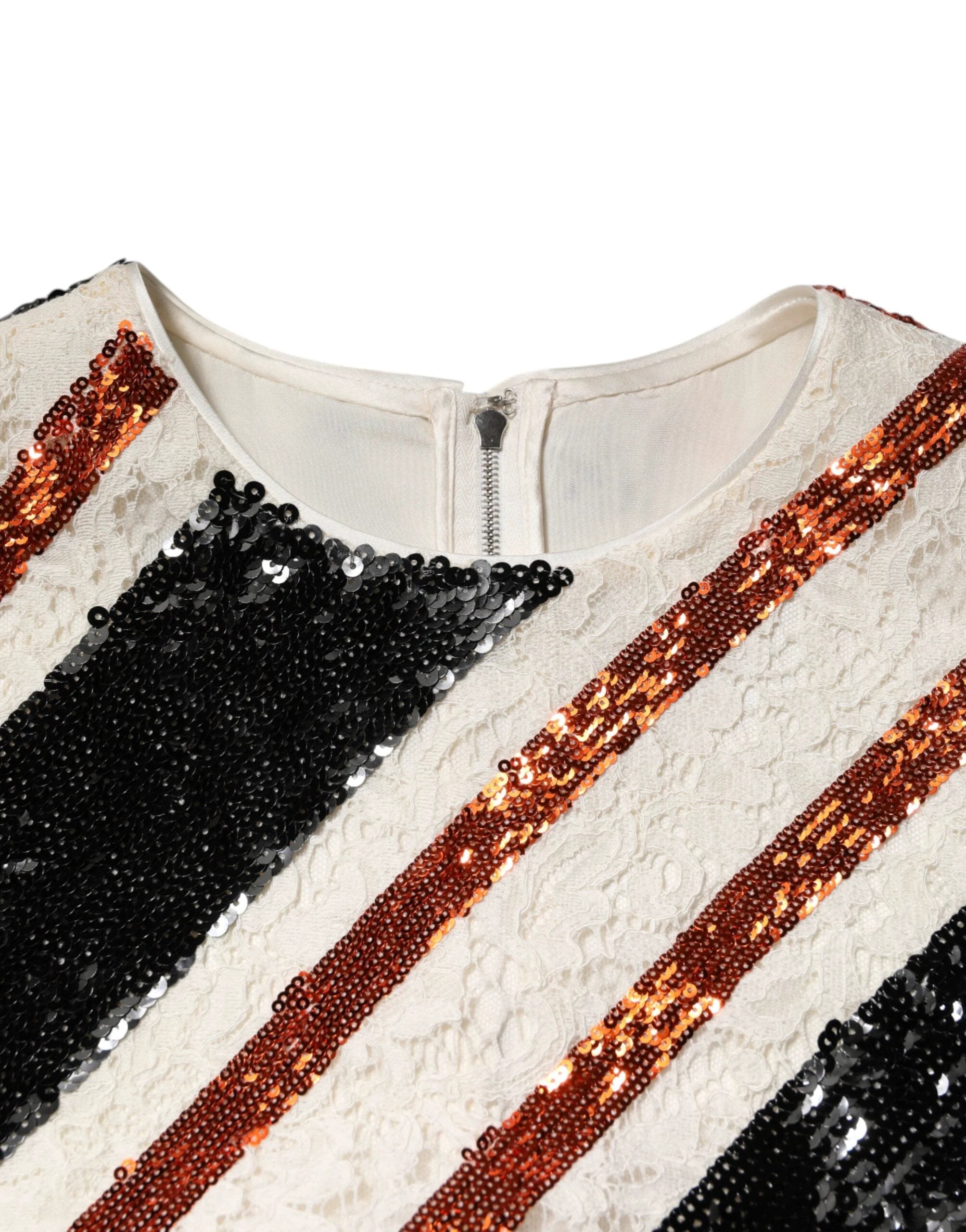 Dolce & Gabbana Multicolor Sequin Embellished Shift Dress by Dolce & Gabbana