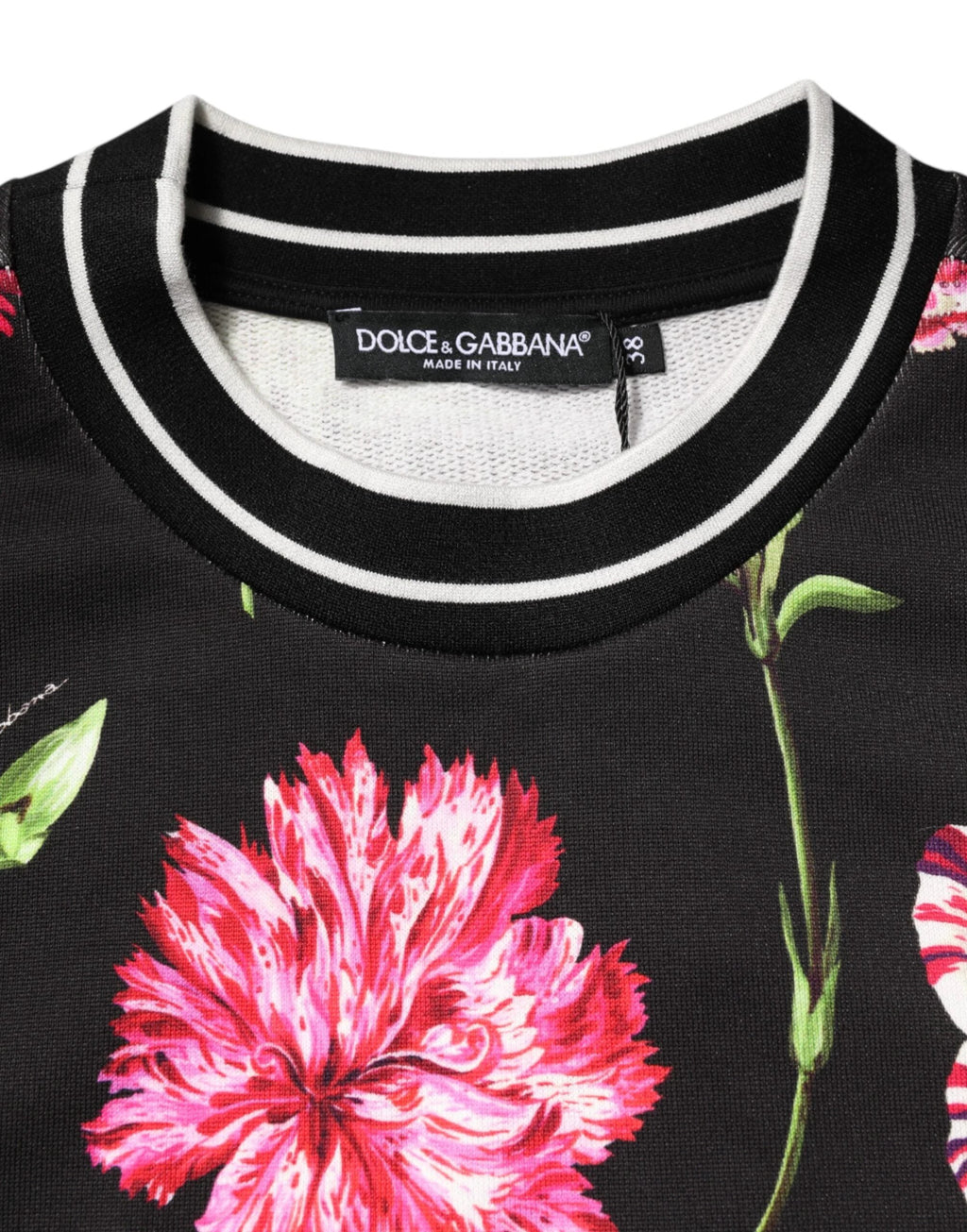 Dolce & Gabbana Black Floral Print Cotton Short Sleeves Top by Dolce & Gabbana