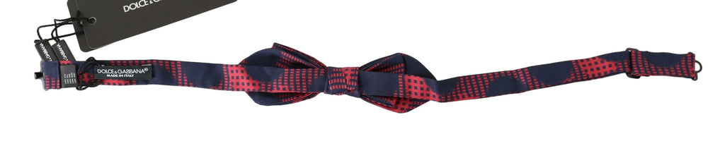 Dolce & Gabbana Red Checkered 100% Silk Adjustable Men Neck Bow Tie by Dolce & Gabbana