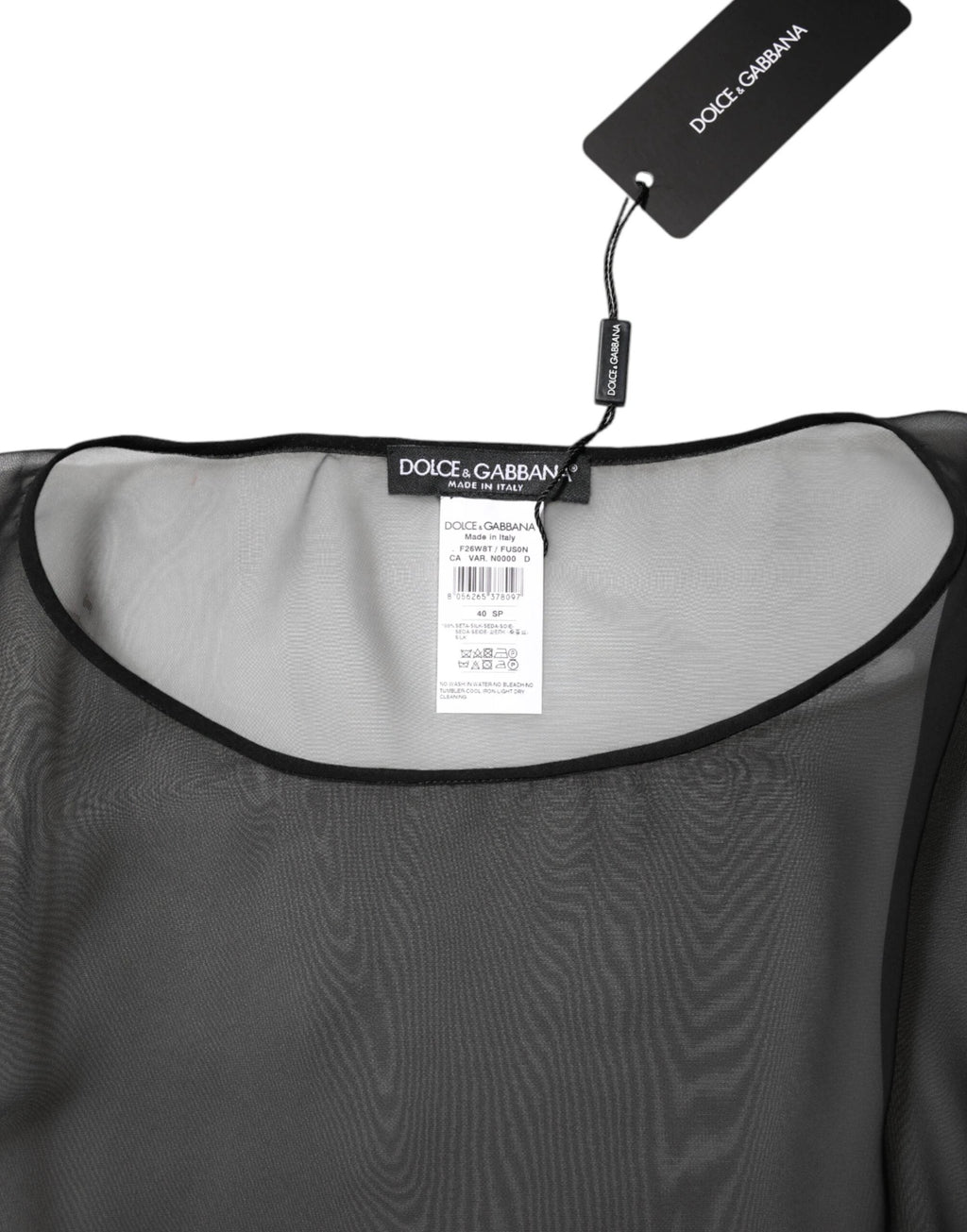 Dolce & Gabbana Black See Through Silk Chiffon Lace Blouse Top by Dolce & Gabbana