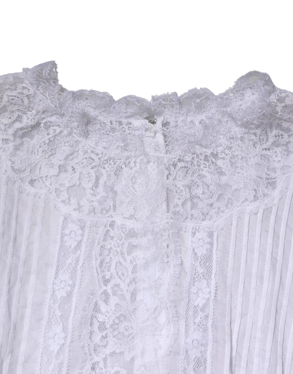 Dolce & Gabbana White Cotton Floral Lace Long Sleeves Top by Dolce & Gabbana