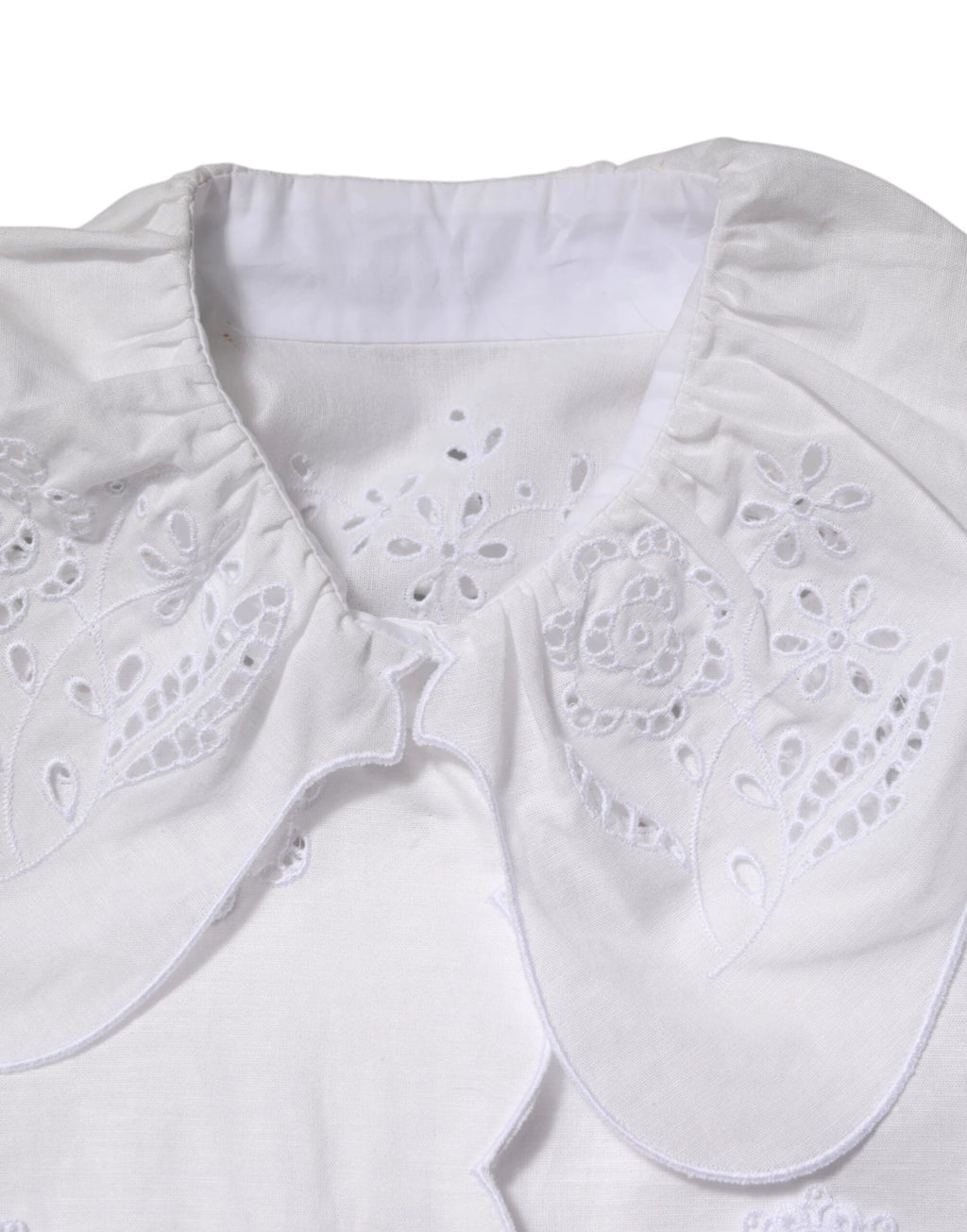 Dolce & Gabbana White Ruffled Lace Embellished Blouse Top by Dolce & Gabbana