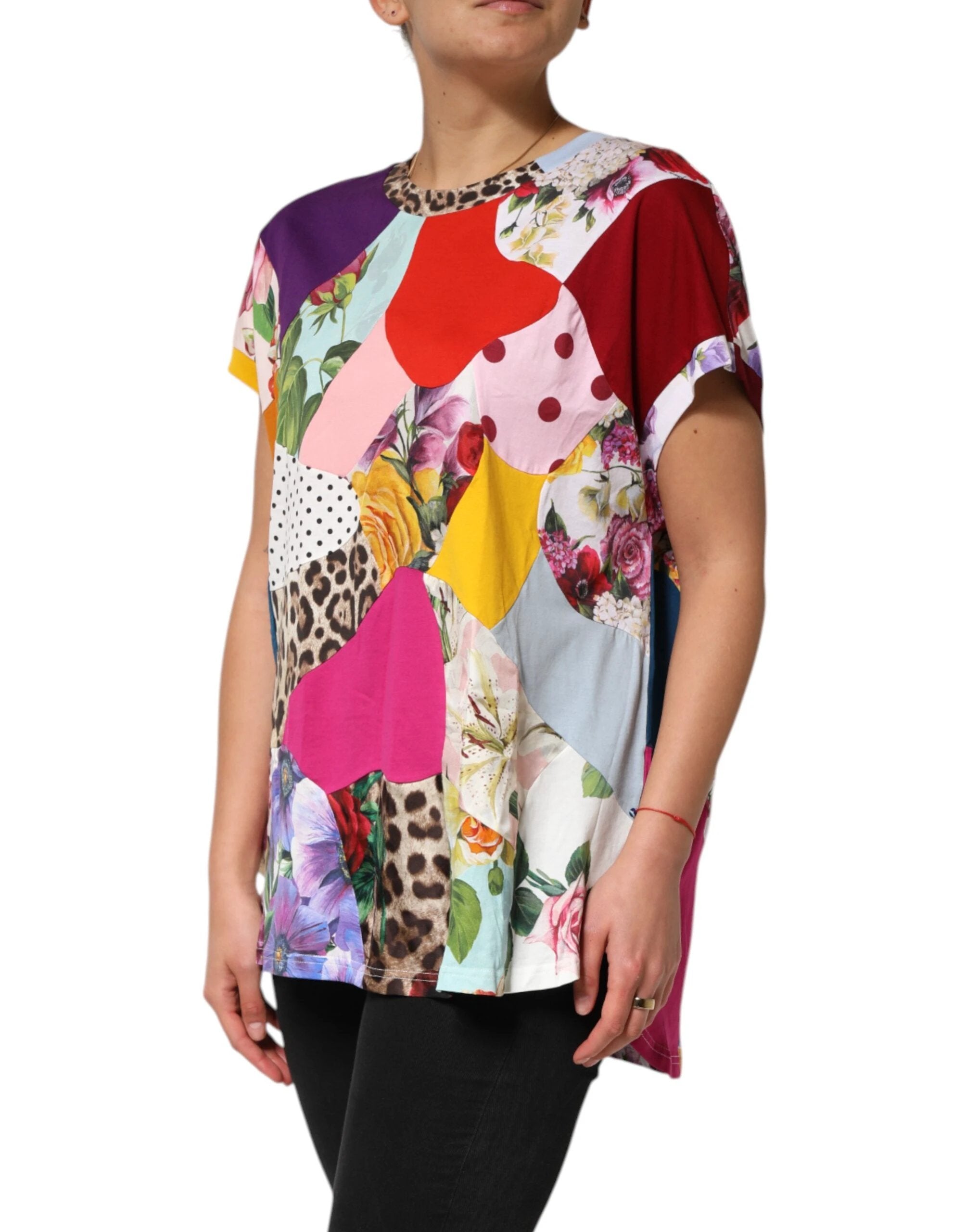 Dolce & Gabbana Multicolor Patchwork Cotton Silk Blouse Top by Dolce & Gabbana