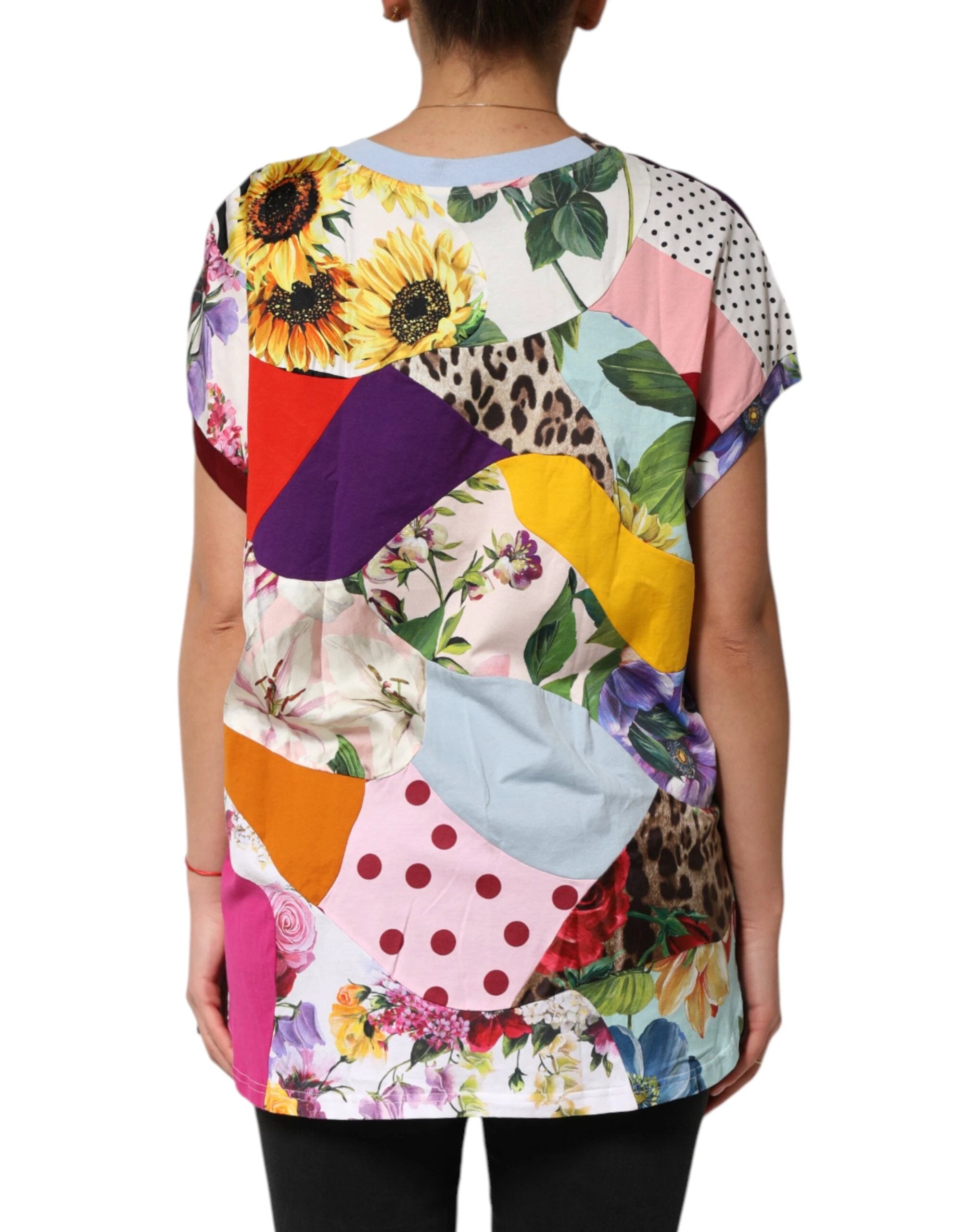 Dolce & Gabbana Multicolor Patchwork Cotton Silk Blouse Top by Dolce & Gabbana