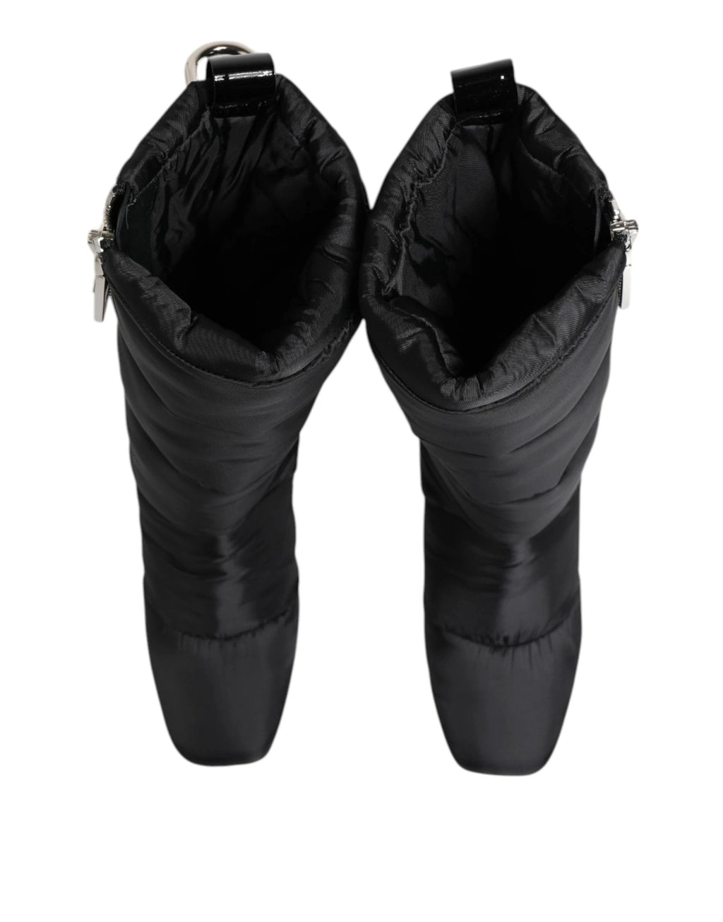 Dolce & Gabbana Black Padded Mid Calf Logo Heel Boots Shoes by Dolce & Gabbana