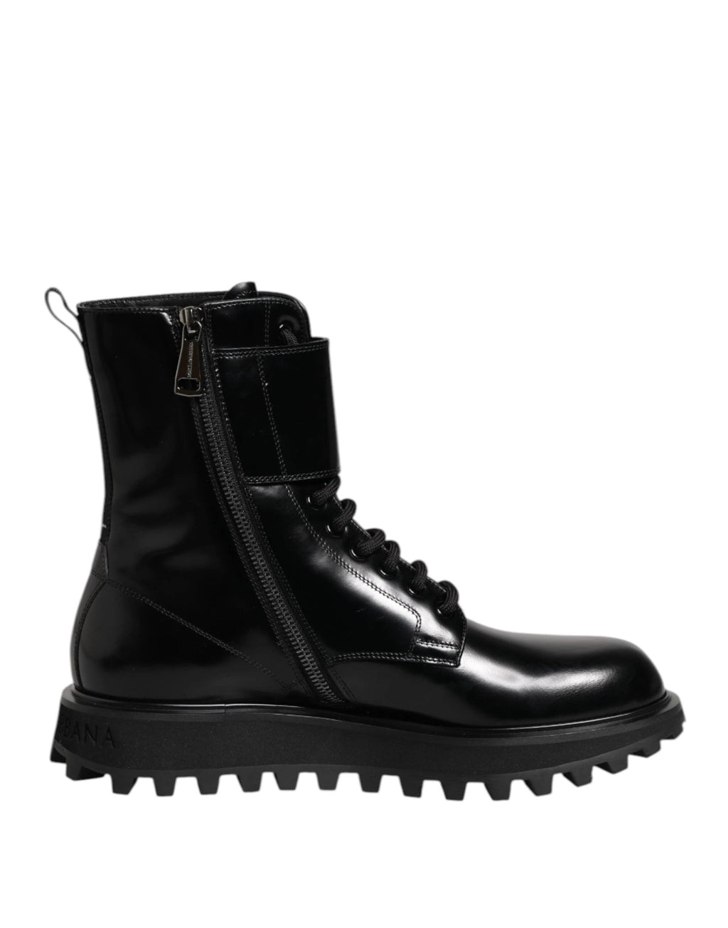 Dolce & Gabbana Black Leather Lace Up Mid Calf Boots Shoes by Dolce & Gabbana