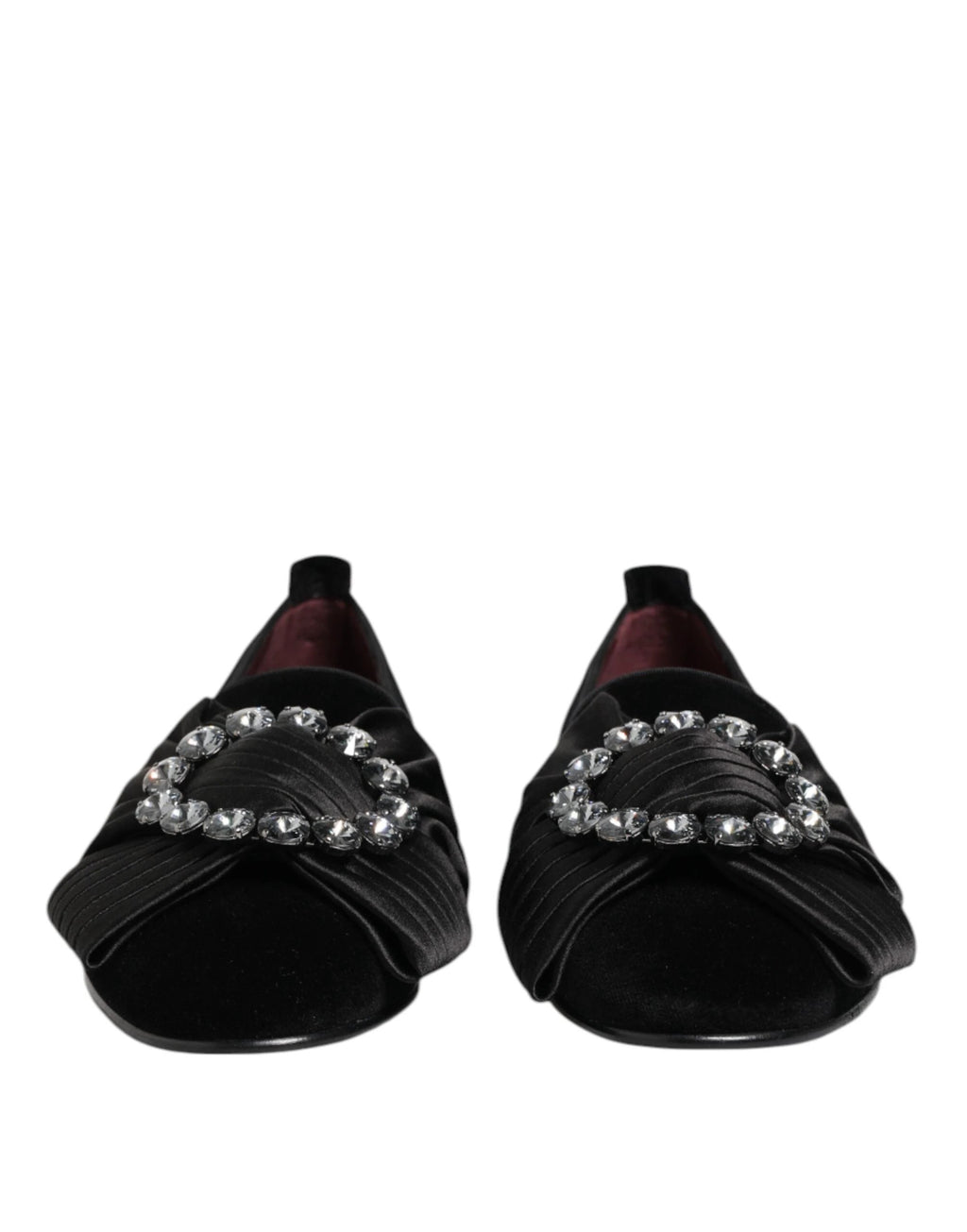 Dolce & Gabbana Black VATICANO Crystal Ribbon Slip On Shoes by Dolce & Gabbana