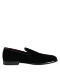 Dolce & Gabbana Black Velvet Loafers Formal Men Dress Shoes by Dolce & Gabbana