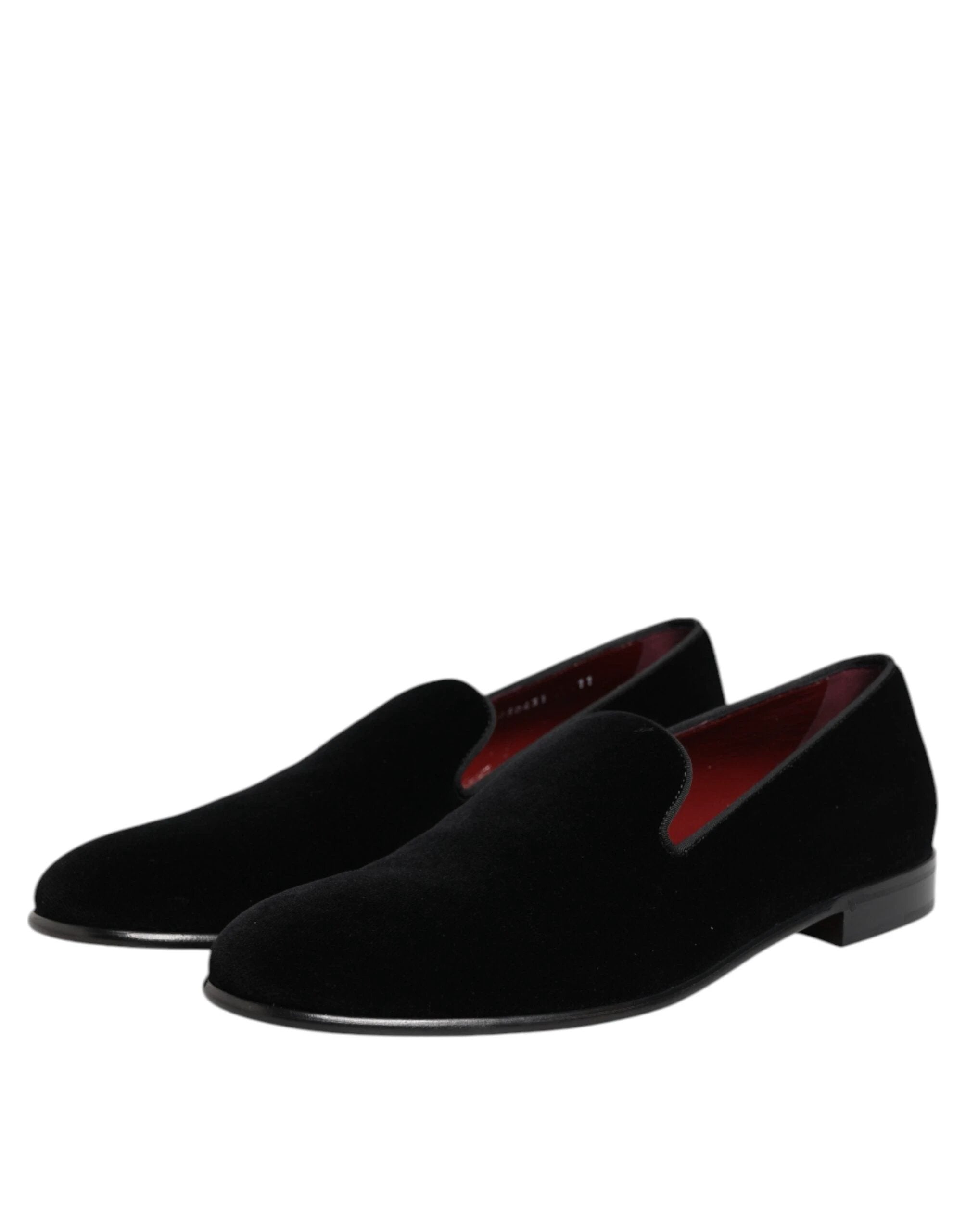 Dolce & Gabbana Black Velvet Slip On Loafers Men Formal Shoes by Dolce & Gabbana