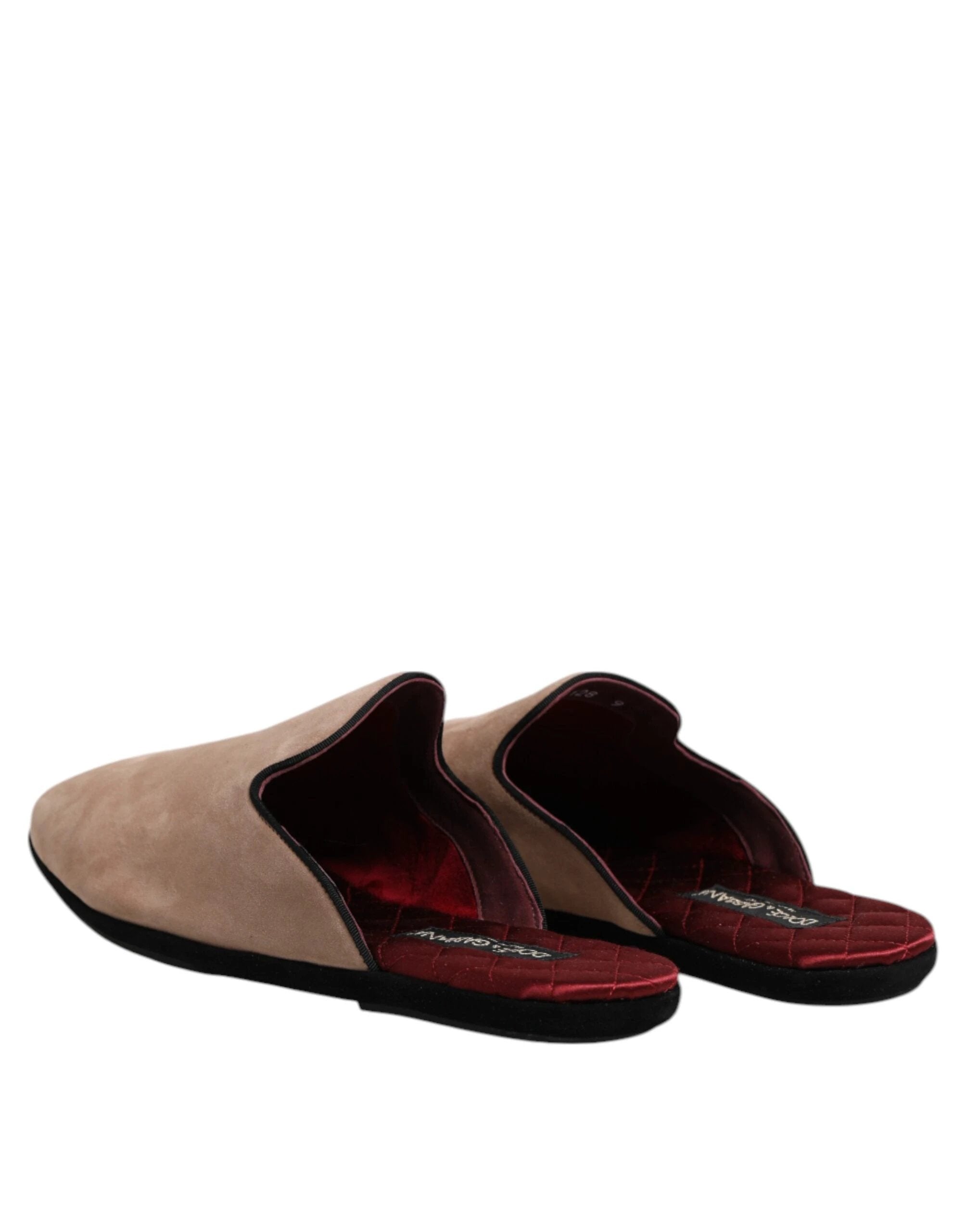 Dolce & Gabbana Beige Suede Leather Slides Flat Slipper Shoes by Dolce & Gabbana