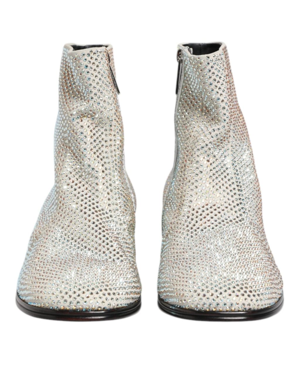 Dolce & Gabbana White Strass DG Logo Heels Ankle Boots Shoes by Dolce & Gabbana