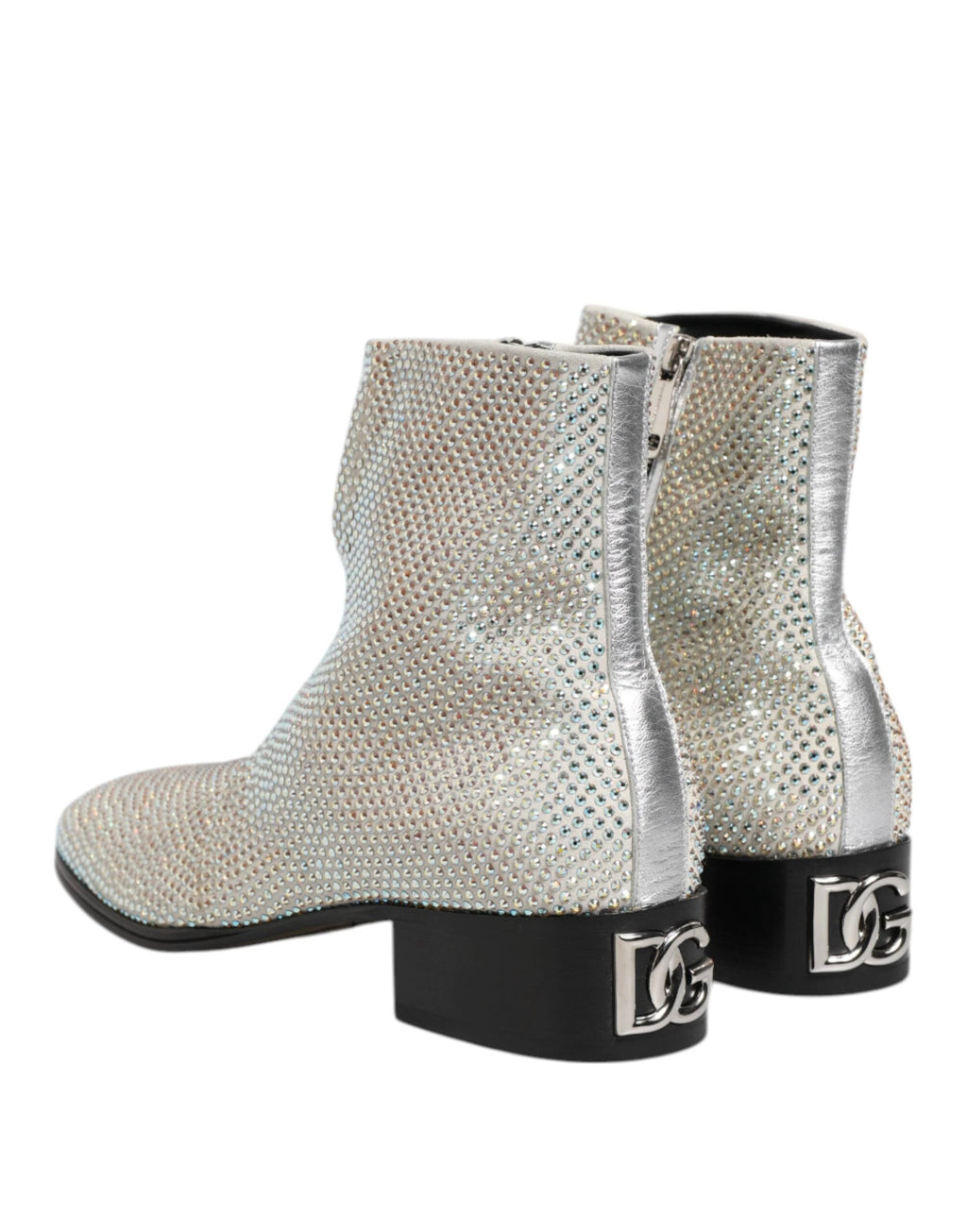 Dolce & Gabbana White Strass DG Logo Heels Ankle Boots Shoes by Dolce & Gabbana