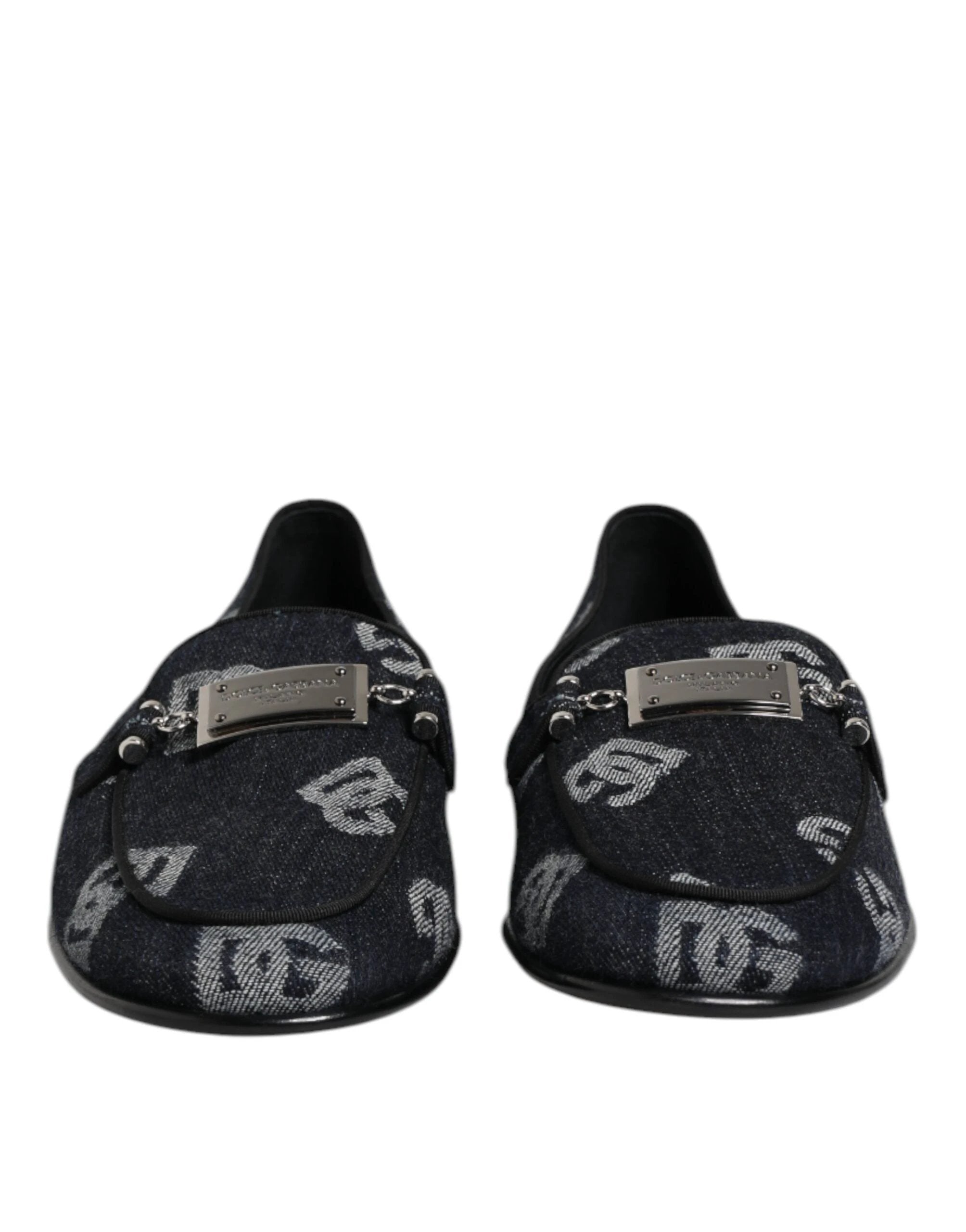 Dolce & Gabbana Blue Logo Cotton Loafers Formal Dress Shoes by Dolce & Gabbana