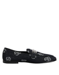 Dolce & Gabbana Blue Logo Cotton Loafers Formal Dress Shoes by Dolce & Gabbana