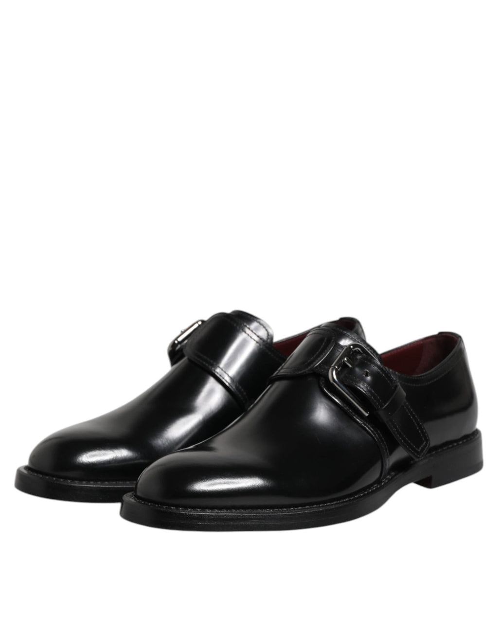 Dolce & Gabbana Black Leather Monk Strap Derby Formal Shoes by Dolce & Gabbana