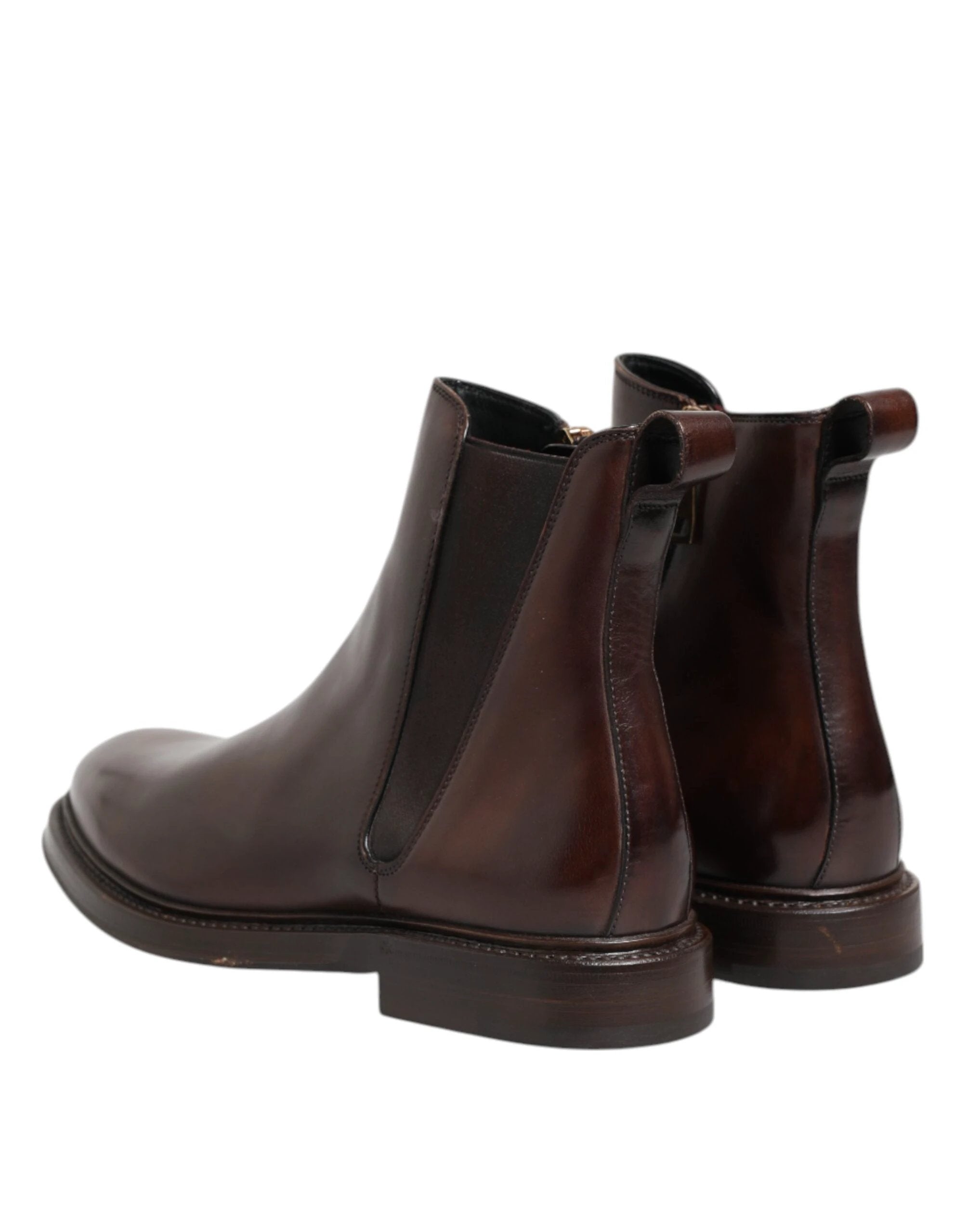 Dolce & Gabbana Brown Chelsea Leather Mid Calf Boots Shoes by Dolce & Gabbana