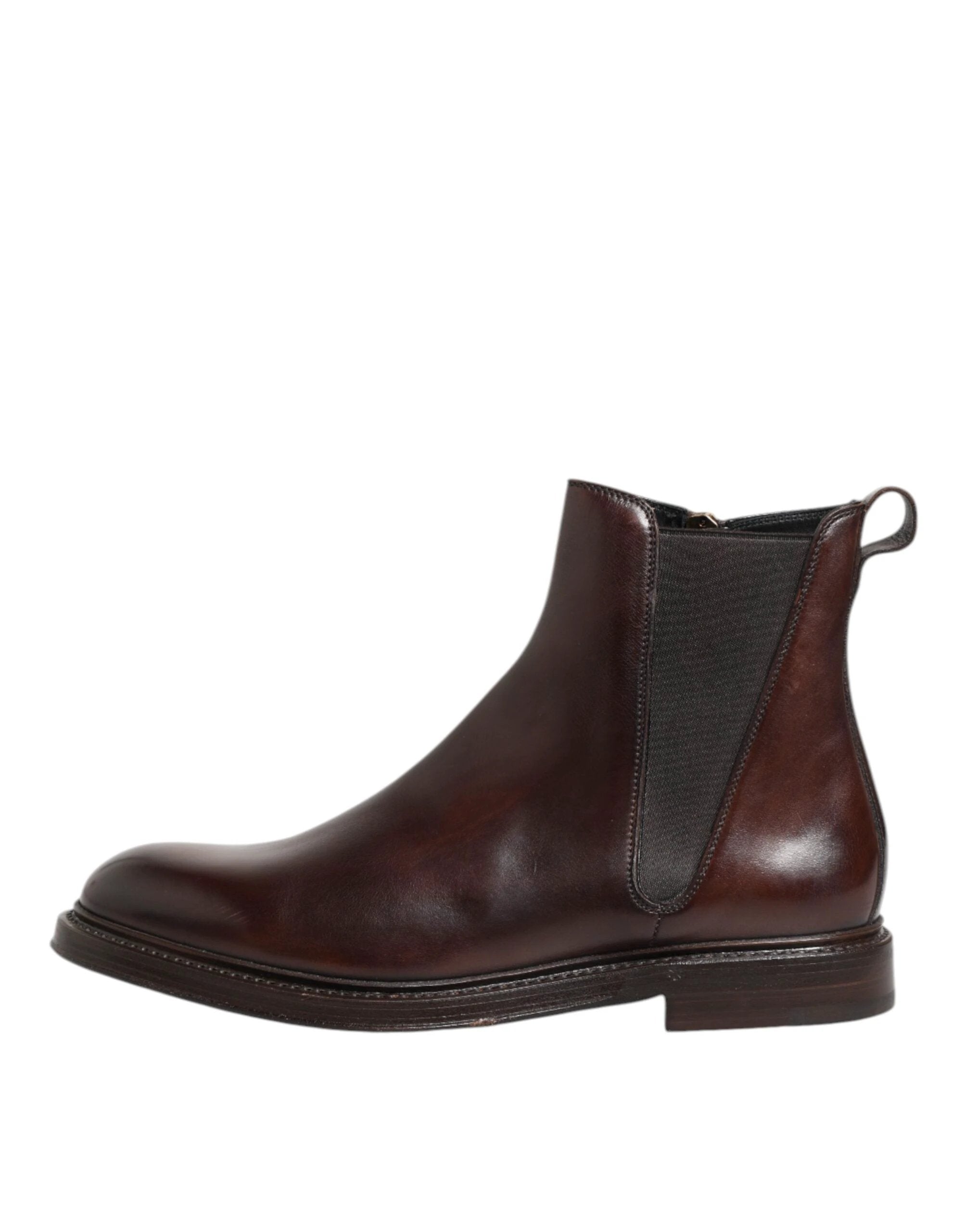 Dolce & Gabbana Brown Chelsea Leather Mid Calf Boots Shoes by Dolce & Gabbana