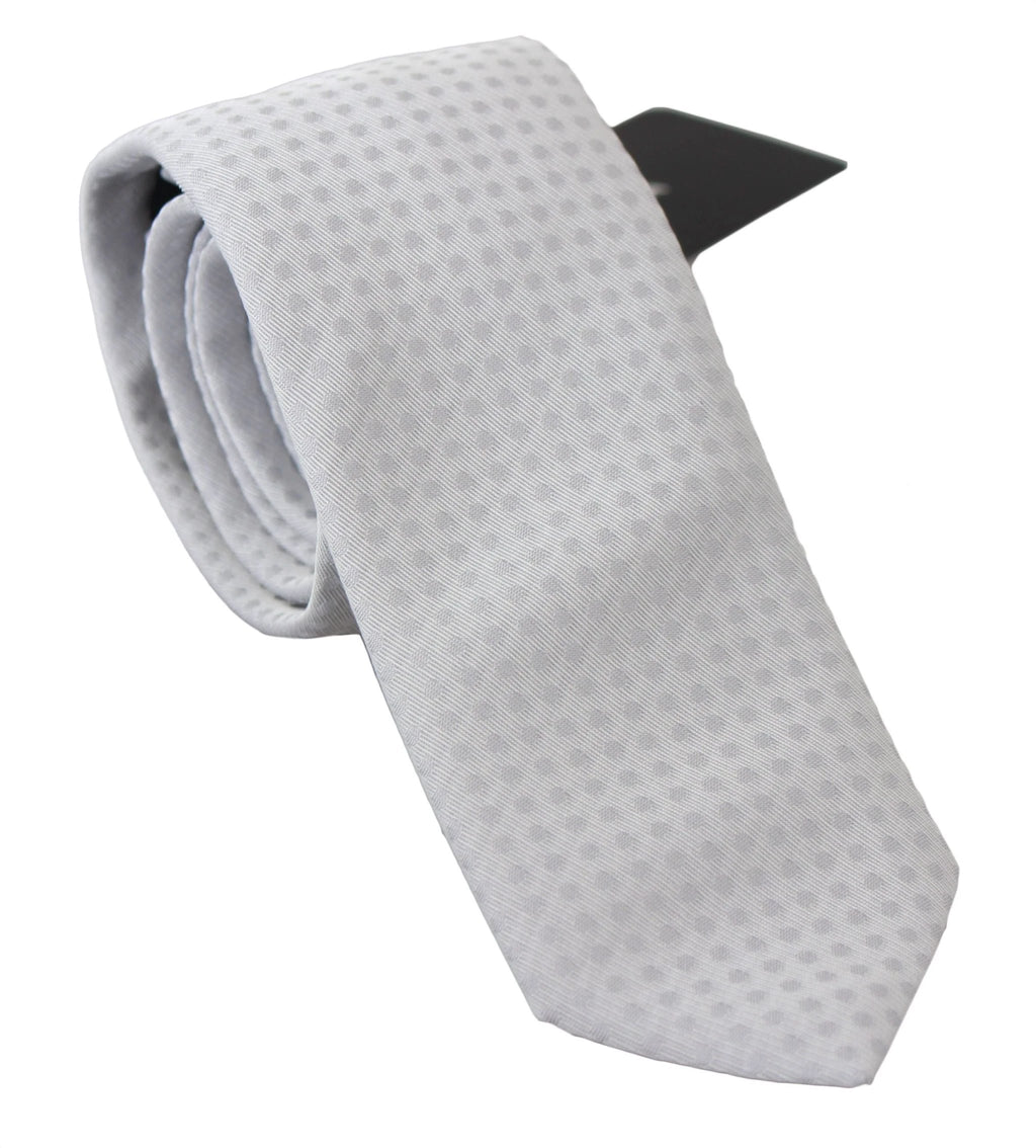 Dolce & Gabbana White Patterned Classic Mens Slim Necktie Tie by Dolce & Gabbana