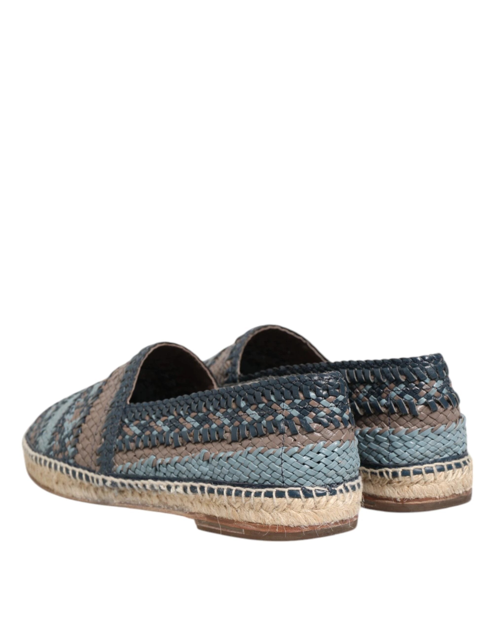 Dolce & Gabbana Blue Gray Woven Leather Buffalo Espadrille Shoes by Dolce & Gabbana