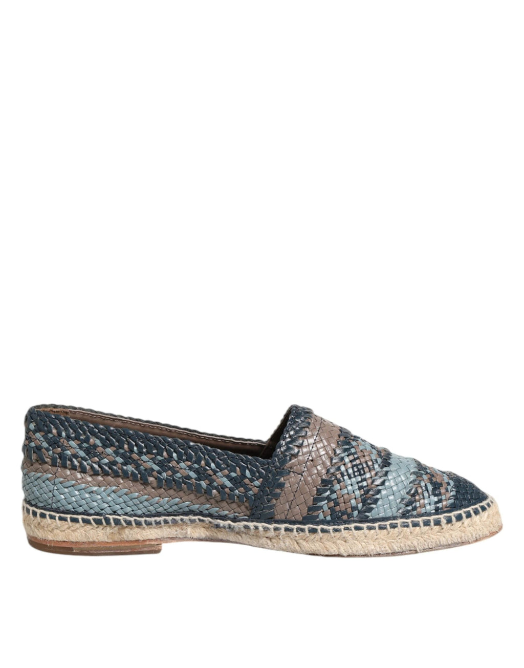 Dolce & Gabbana Blue Gray Woven Leather Buffalo Espadrille Shoes by Dolce & Gabbana