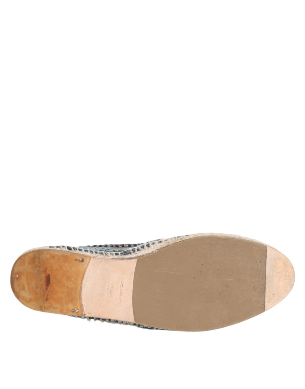Dolce & Gabbana Blue Gray Woven Leather Buffalo Espadrille Shoes by Dolce & Gabbana