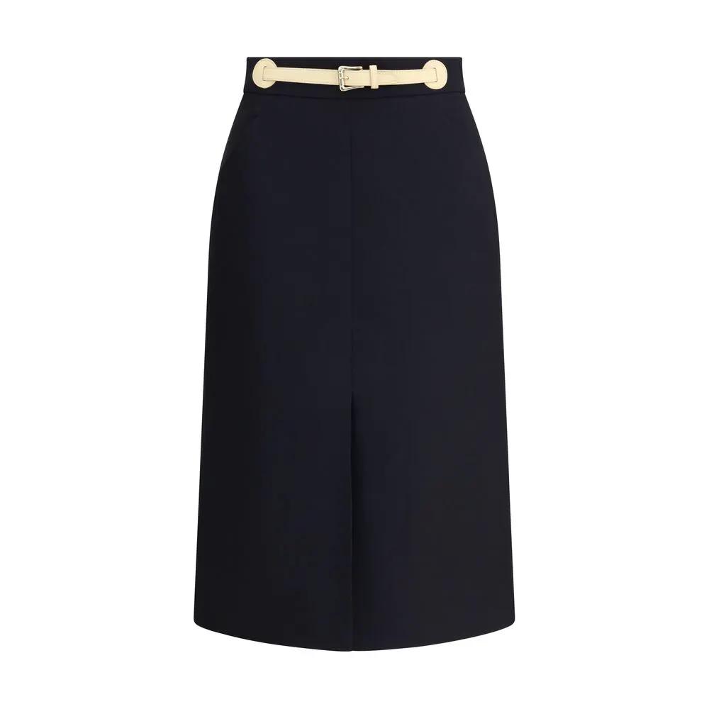 Jupe midi Valentino en laine polaire noire