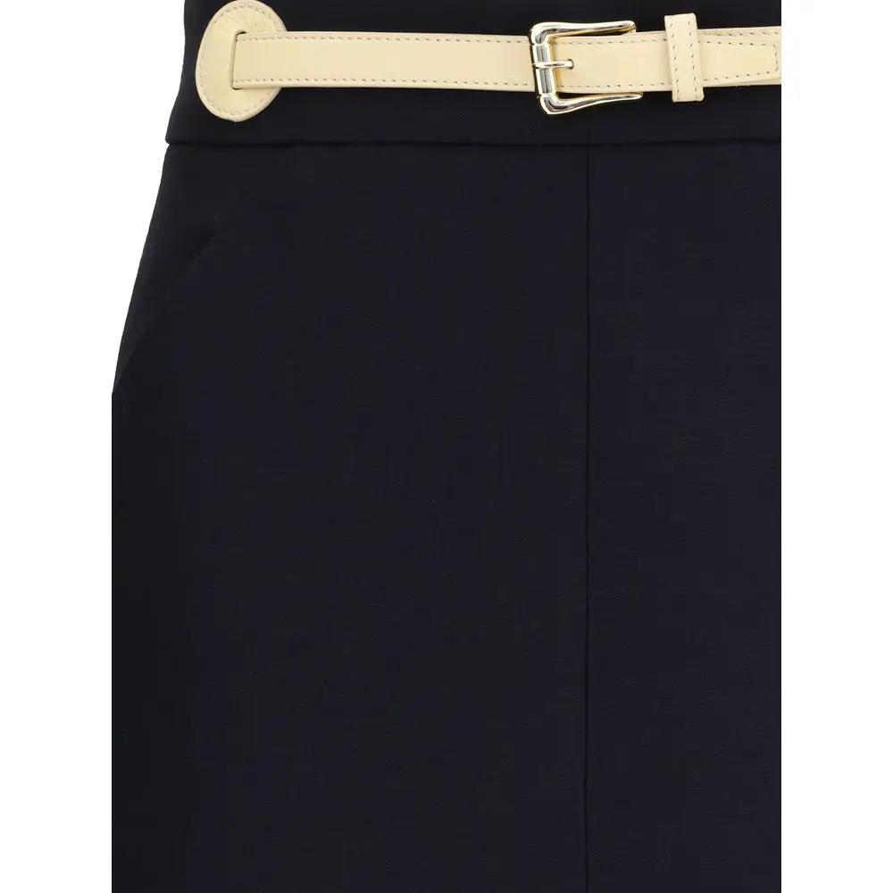 Jupe midi Valentino en laine polaire noire