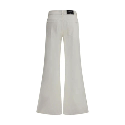 7FOR 7FOR Beige Cotton Flared Jeans