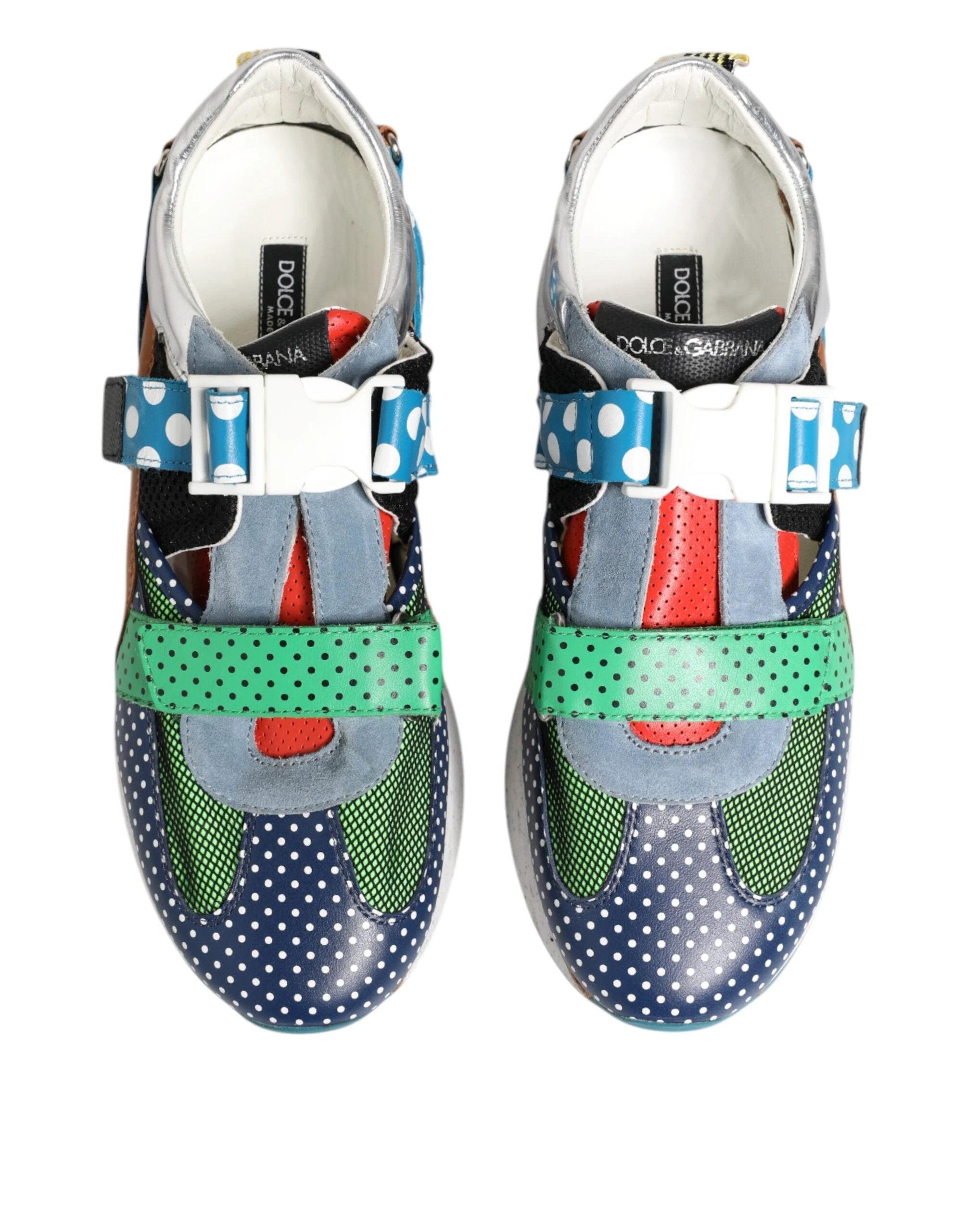 Dolce & Gabbana Multicolor Leather Low Top Sneakers Shoes by Dolce & Gabbana