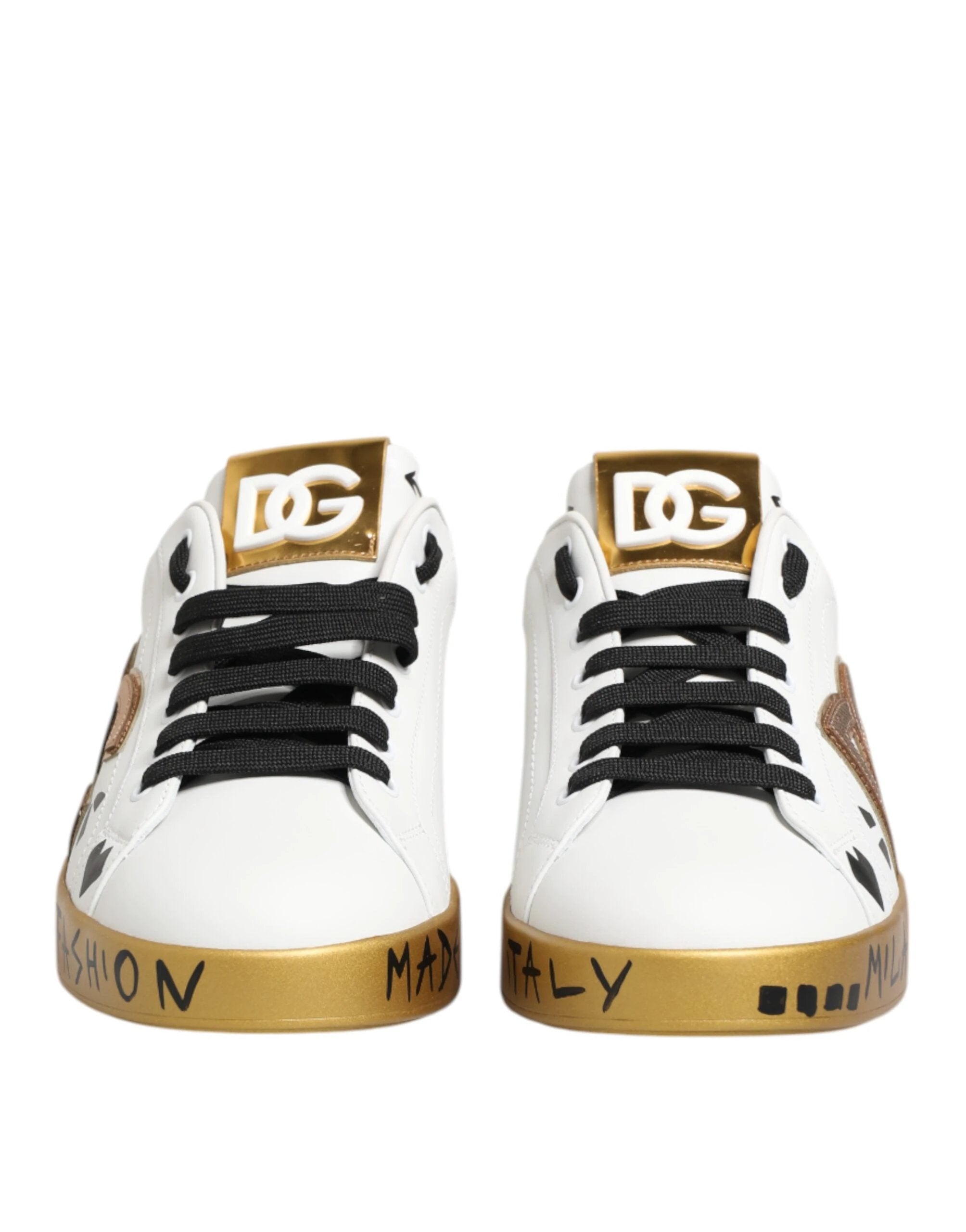 Dolce & Gabbana White Gold Crystal Portofino Sneakers Shoes by Dolce & Gabbana