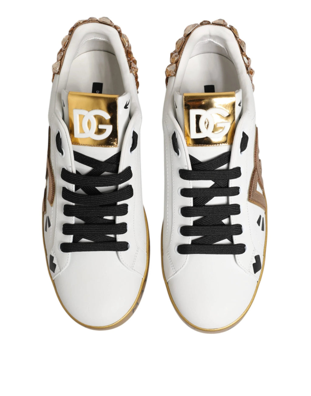 Dolce & Gabbana White Gold Crystal Portofino Sneakers Shoes by Dolce & Gabbana