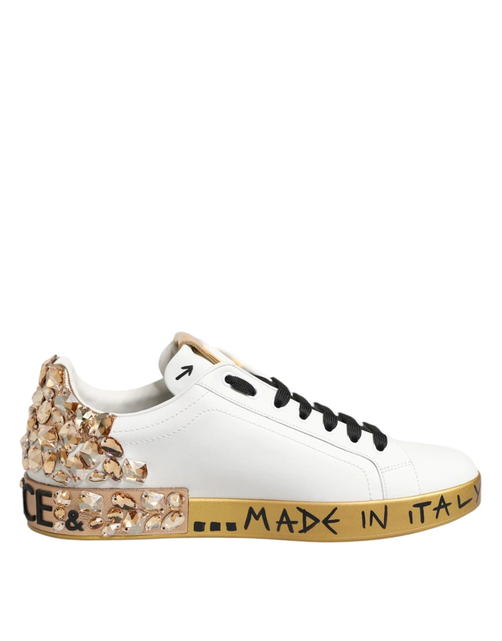 Dolce & Gabbana White Gold Crystal Portofino Sneakers Shoes by Dolce & Gabbana