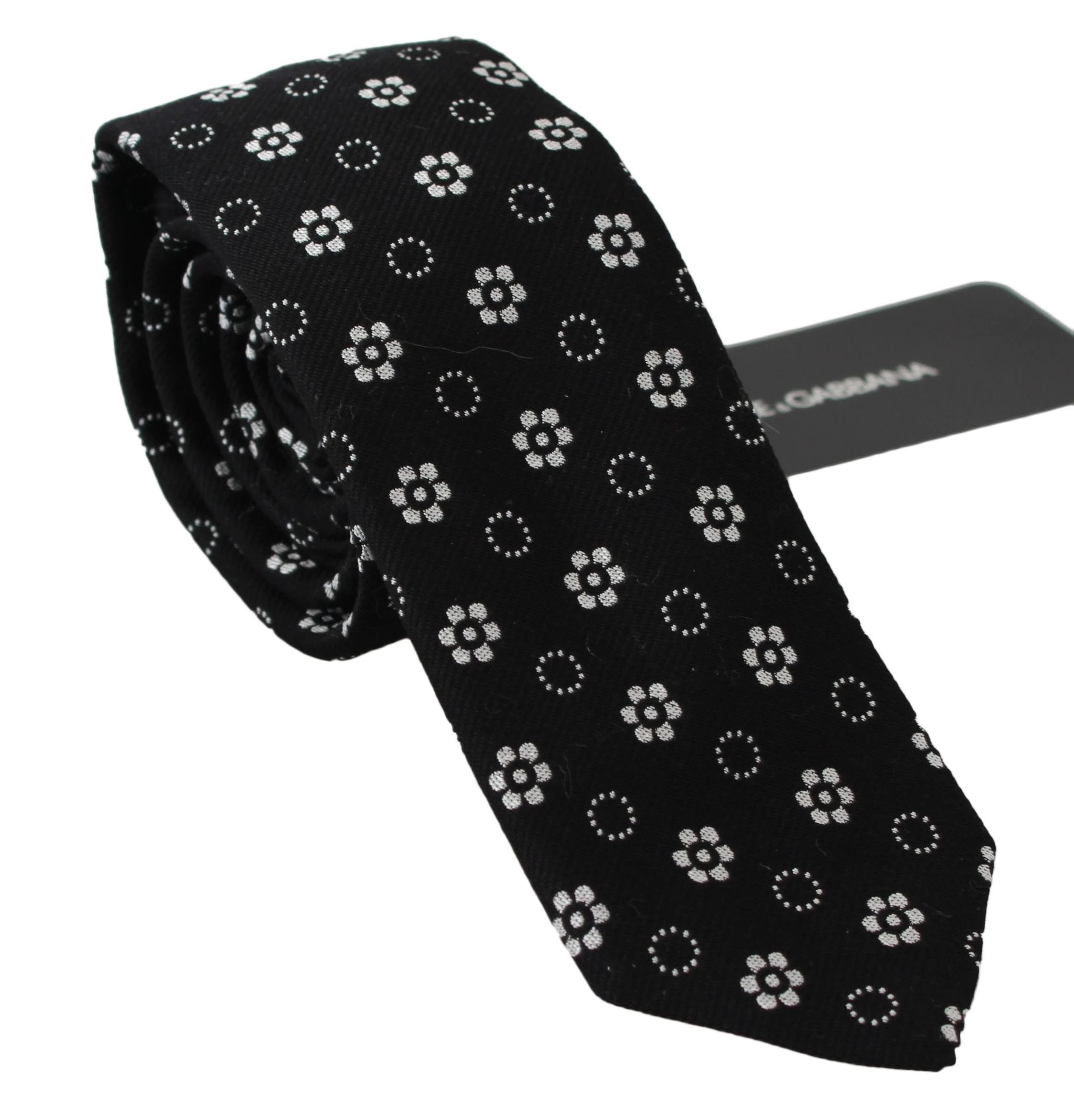 Dolce & Gabbana Black 100% Silk Floral Print Print Classic Tie by Dolce & Gabbana