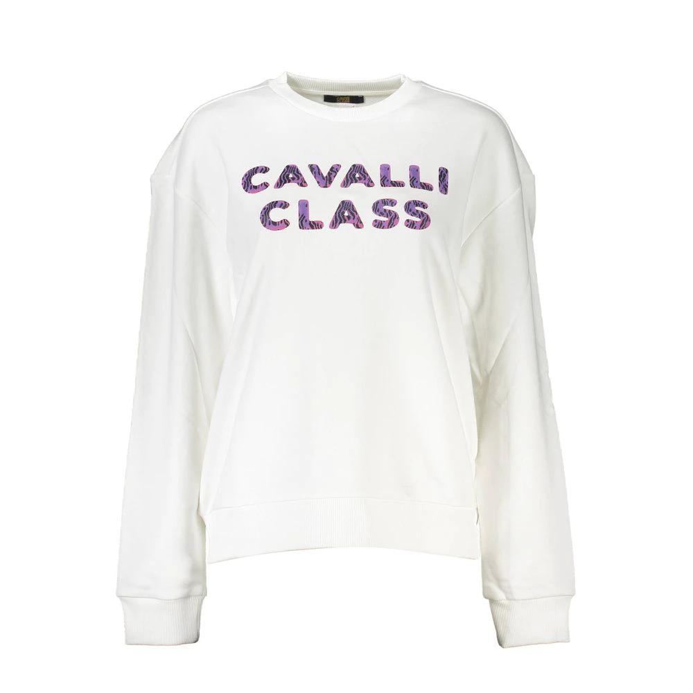 Cavalli Class Bianco Cotton Women Sweatshirt by Cavalli Class