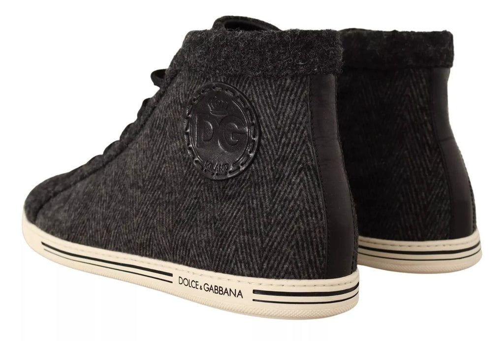 Dolce & Gabbana Gray Wool Cotton Casual High Top Sneakers by Dolce & Gabbana