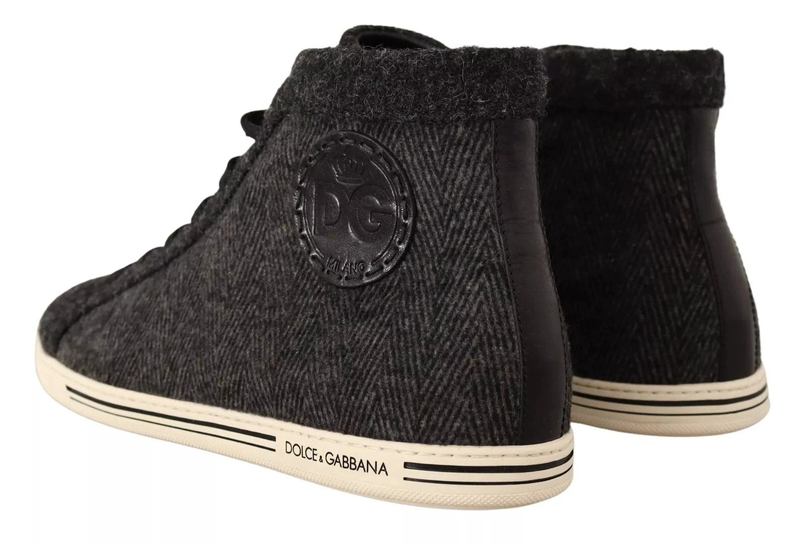 Dolce & Gabbana Gray Wool Cotton Casual High Top Sneakers by Dolce & Gabbana