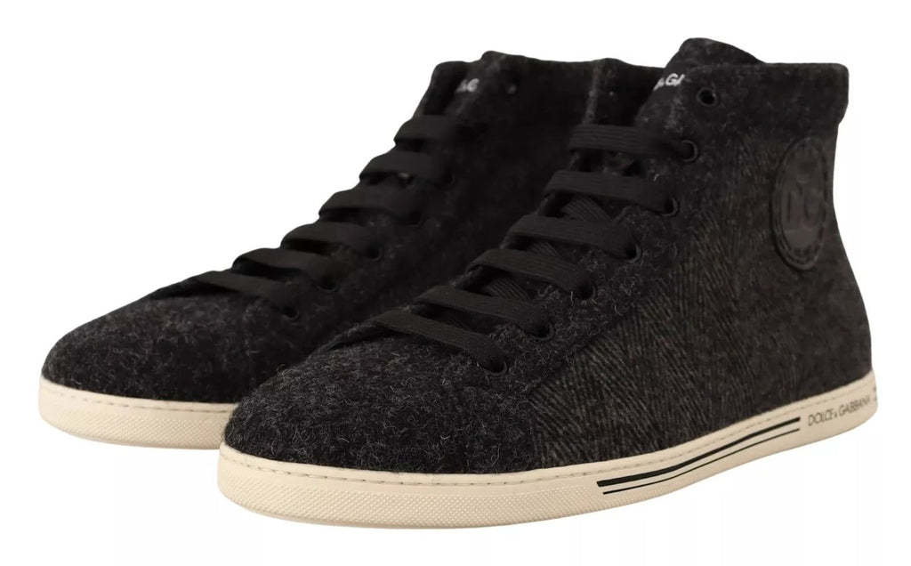 Dolce & Gabbana Gray Wool Cotton Casual High Top Sneakers by Dolce & Gabbana