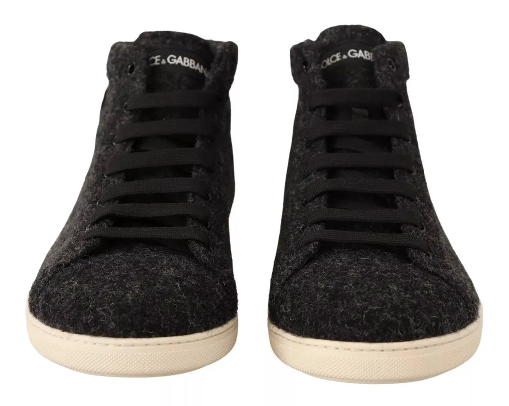 Dolce & Gabbana Gray Wool Cotton Casual High Top Sneakers by Dolce & Gabbana