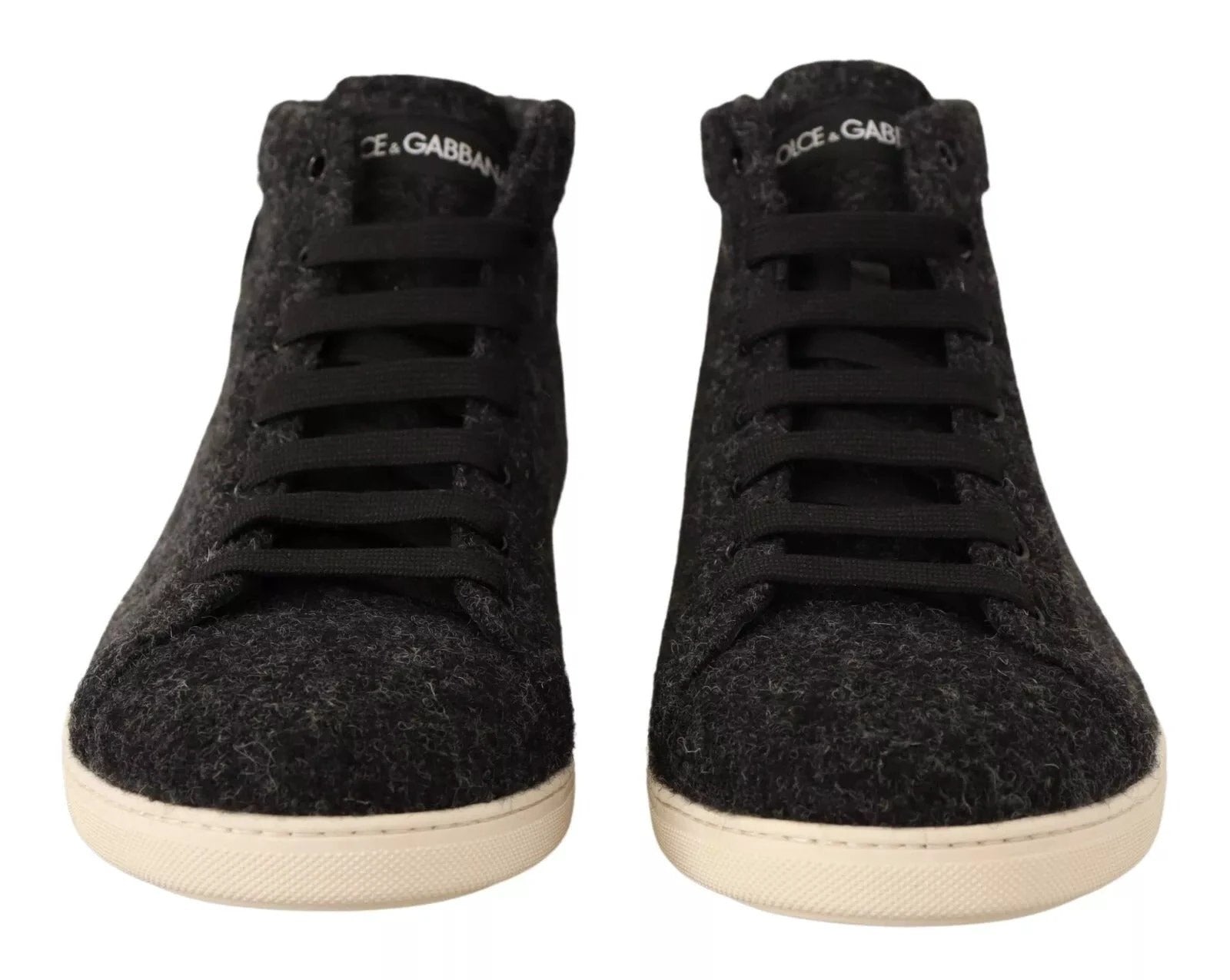 Dolce & Gabbana Gray Wool Cotton Casual High Top Sneakers by Dolce & Gabbana