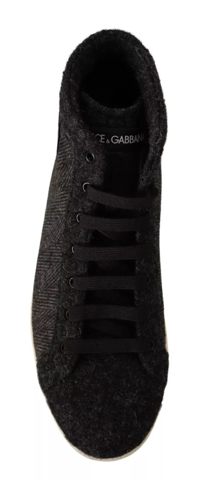 Dolce & Gabbana Gray Wool Cotton Casual High Top Sneakers by Dolce & Gabbana