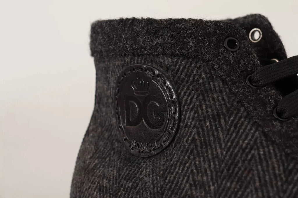 Dolce & Gabbana Gray Wool Cotton Casual High Top Sneakers by Dolce & Gabbana