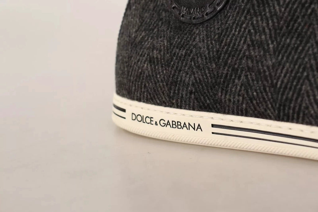 Dolce & Gabbana Gray Wool Cotton Casual High Top Sneakers by Dolce & Gabbana