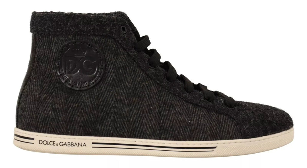 Dolce & Gabbana Gray Wool Cotton Casual High Top Sneakers by Dolce & Gabbana