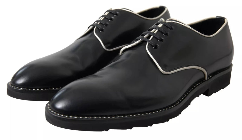 Dolce & Gabbana Black White Leather Formal Dress Shoes by Dolce & Gabbana