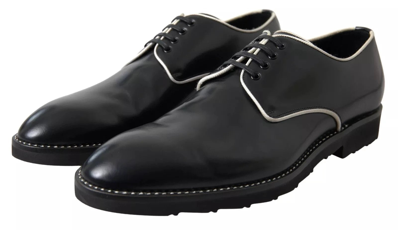 Dolce & Gabbana Black White Leather Formal Dress Shoes by Dolce & Gabbana