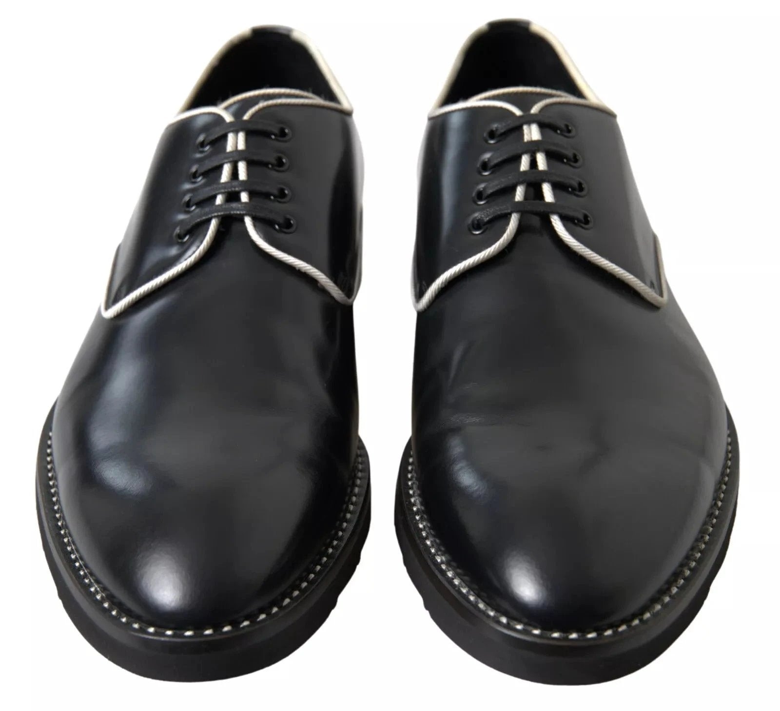 Dolce & Gabbana Black White Leather Formal Dress Shoes by Dolce & Gabbana