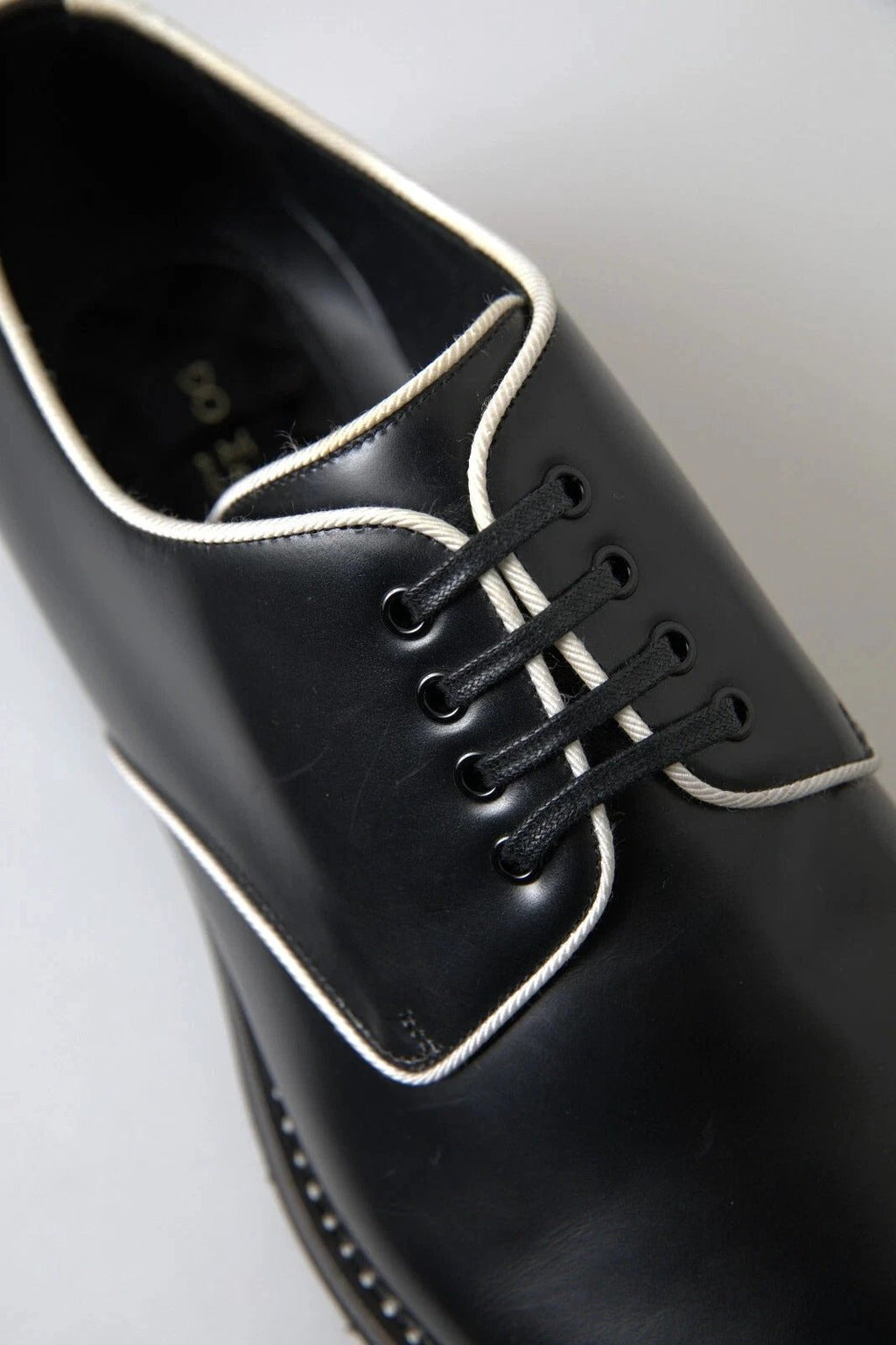 Dolce & Gabbana Black White Leather Formal Dress Shoes by Dolce & Gabbana